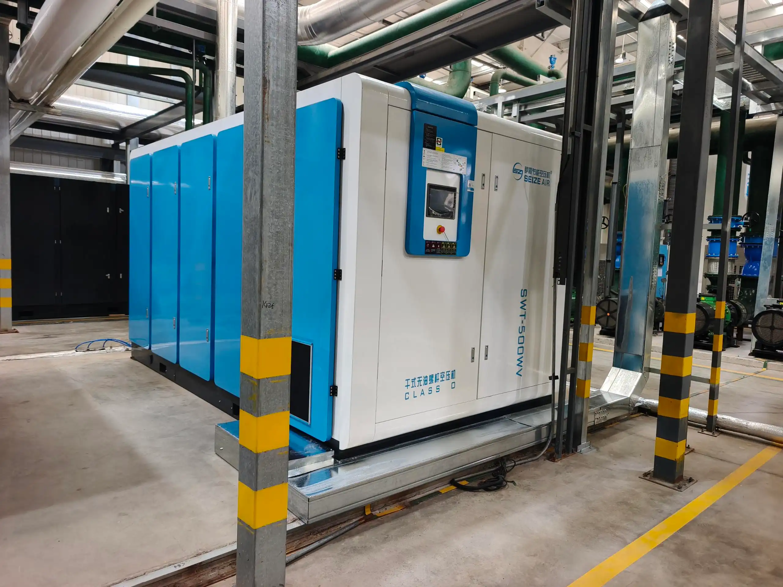 500KW PM VSD ড্রাই টাইপ তেল-মুক্ত স্ক্রু এয়ার কম্প্রেসার